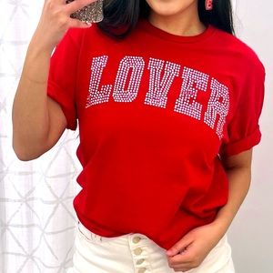 Lover bling holographic tee. Unisex fit, true to size. Shop Nofiltersisters.com